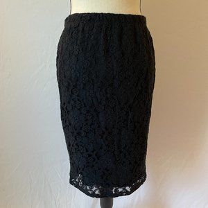 Bobeau Petite Black Lace Stretch Elastic Pencil Skirt – Size SP